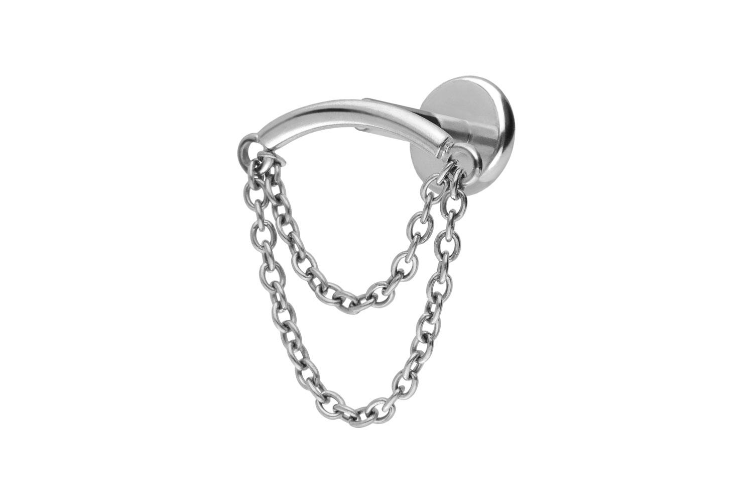 Titan Labret Piercing mit Push Fit BOGEN + 2 KETTEN